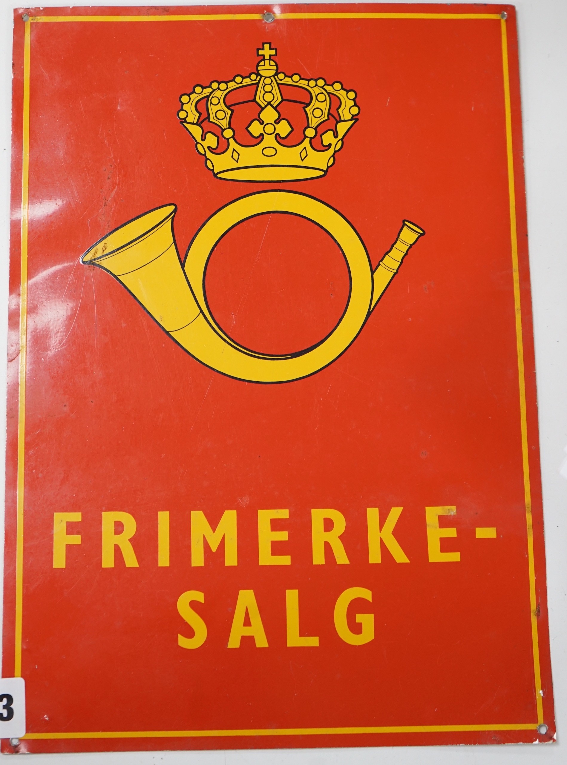 ‘Frimerke-Salg’ – A Norwegian postal service sign, 30x29cm